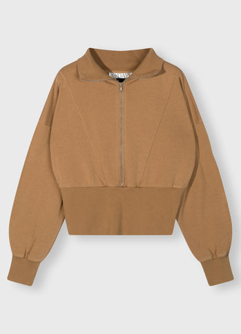 zip sweater | cedar brown