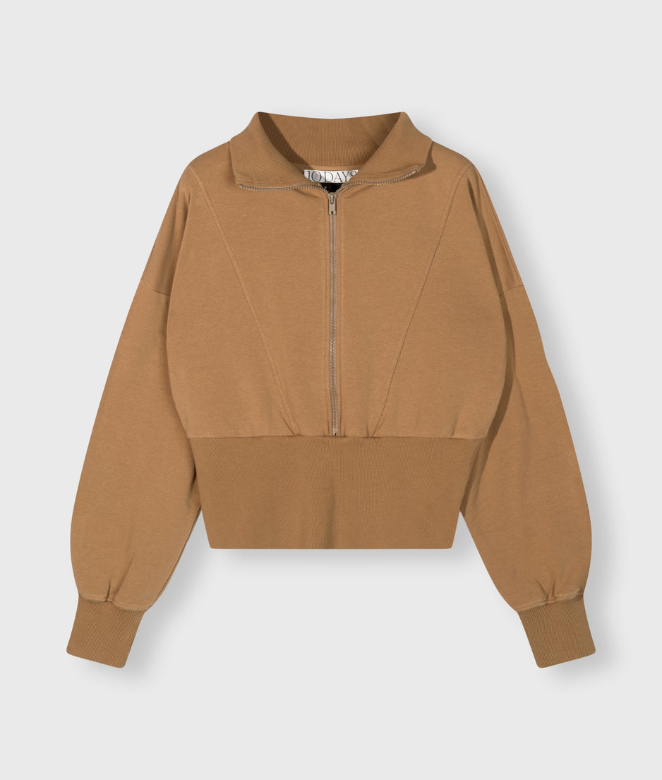 zip sweater | cedar brown