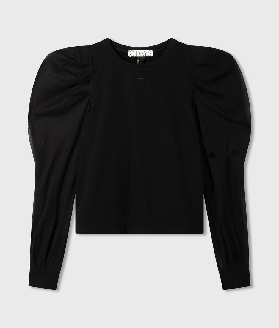 soft sweater puff sleeve | black