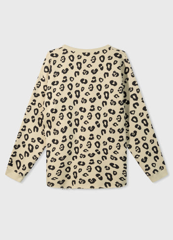 raw edge sweater leopard | oyster