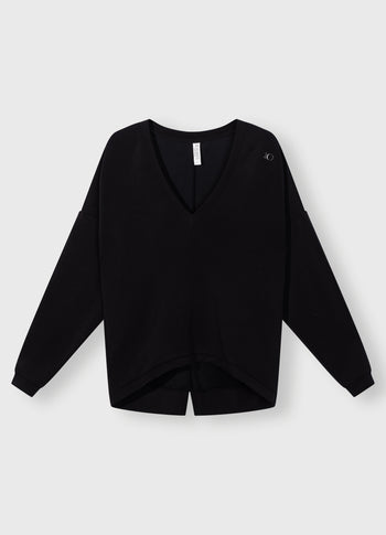 v-neck sweater scuba | black