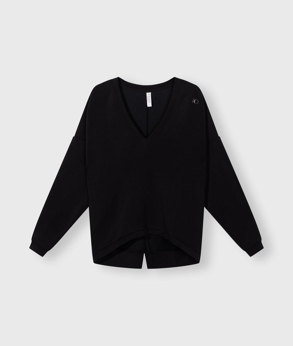 v-neck sweater scuba | black