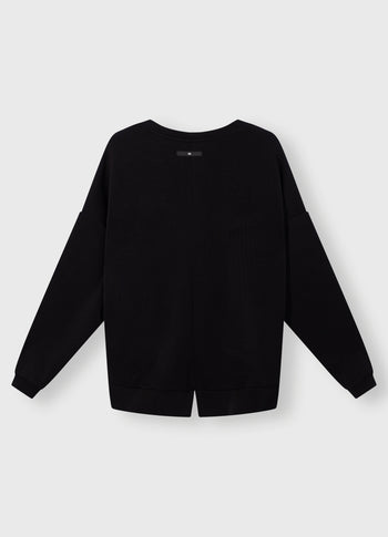 v-neck sweater scuba | black