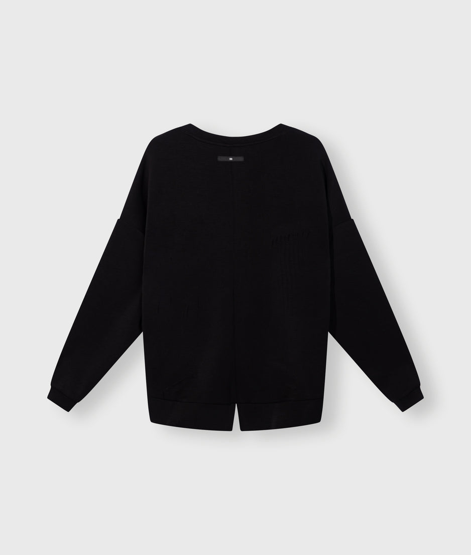 v-neck sweater scuba | black