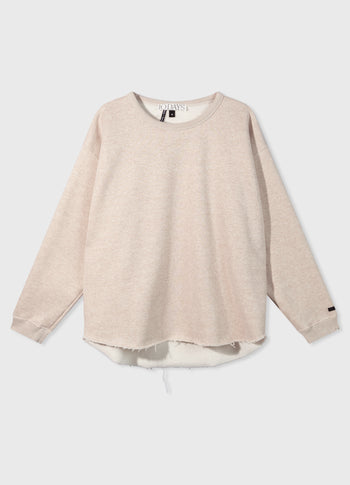 raw edge sweater | light latte melee