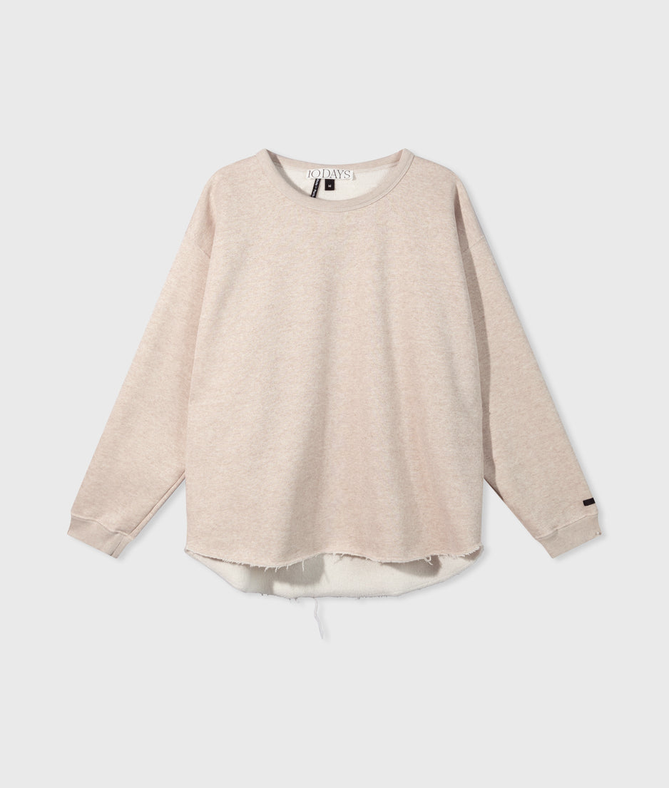 raw edge sweater | light latte melee