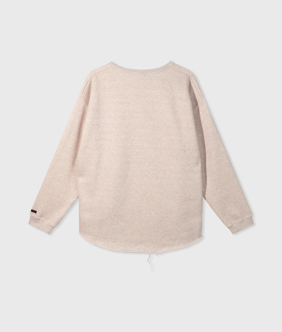 raw edge sweater | light latte melee