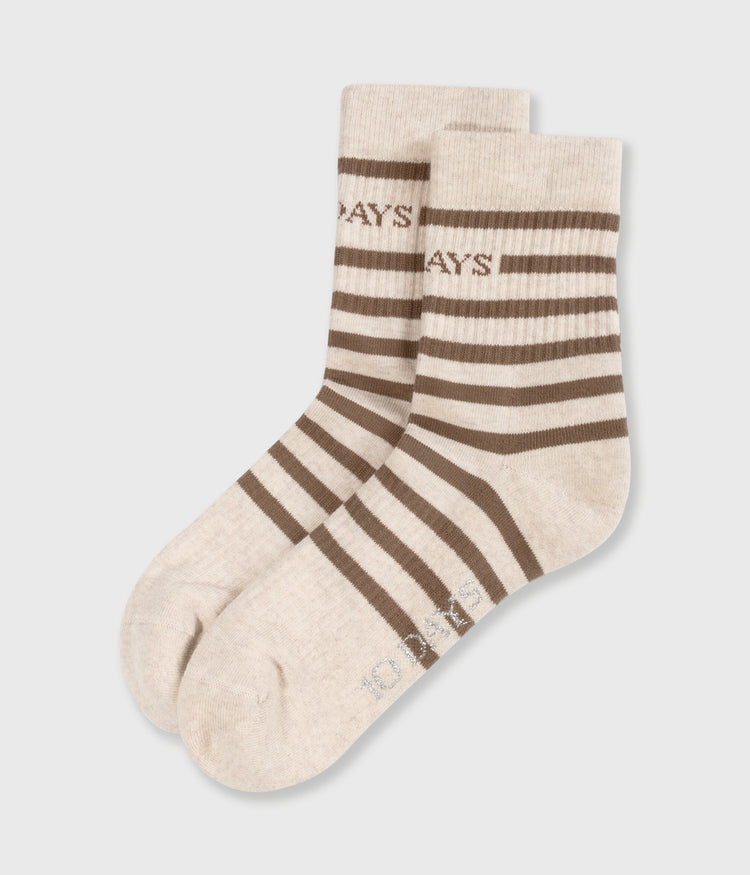 socks stripes | ecru/cedar brown