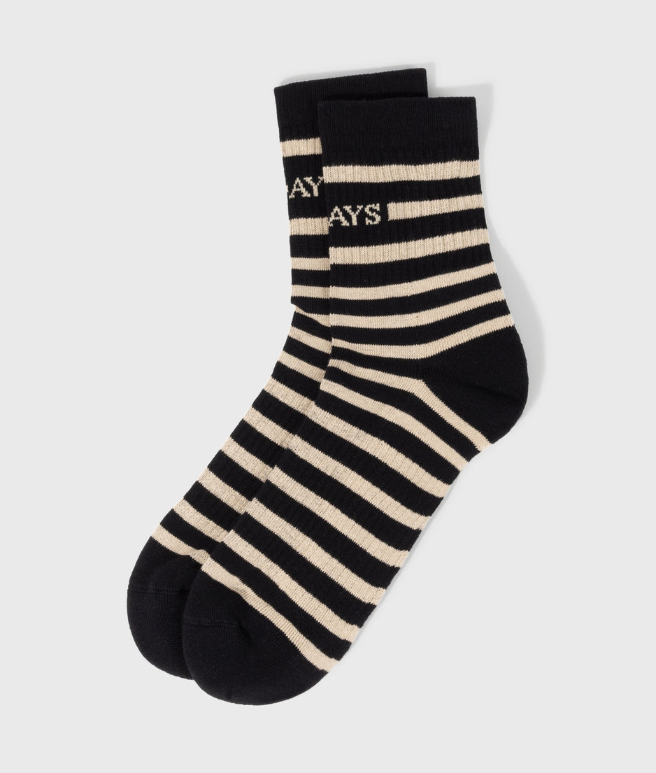 short socks stripe | black/light latte