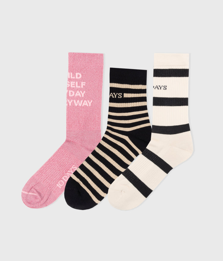 socks 3-pack | bright pink