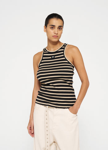 tank top rib stripes | black/light latte