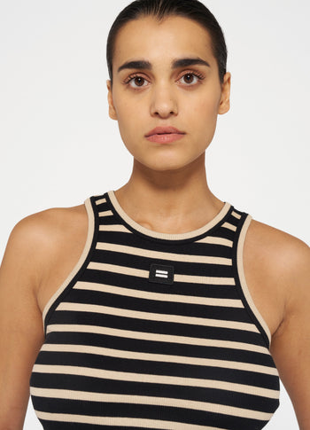 tank top rib stripes | black/light latte