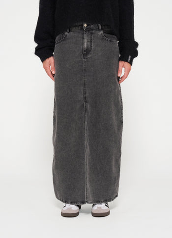 skirt jog denim | black