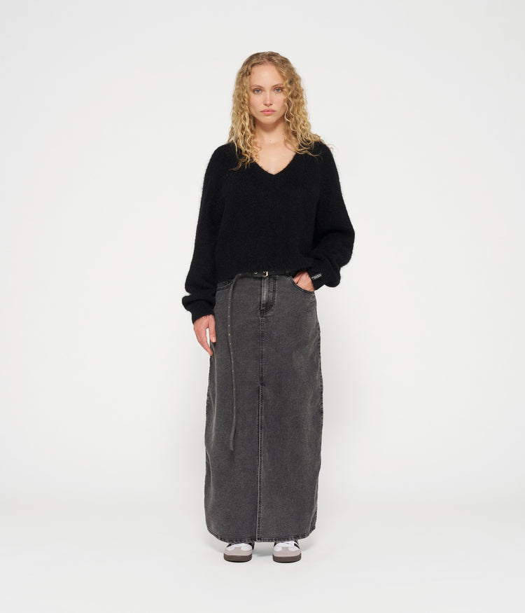 skirt jog denim | black