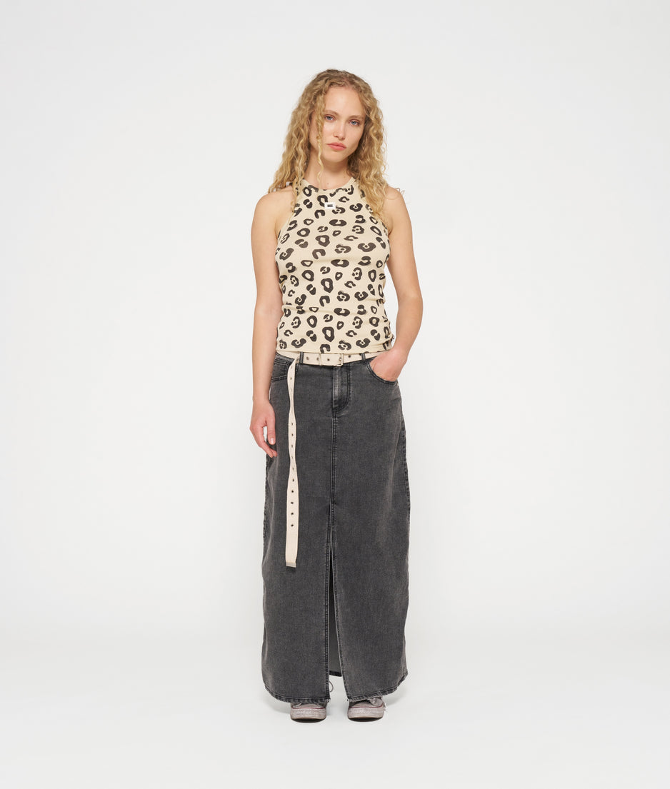 tank top rib leopard | oyster