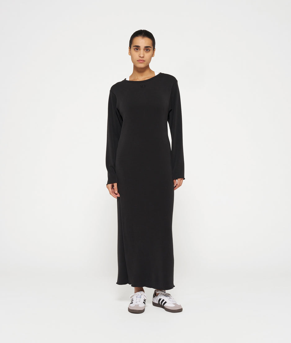 longsleeve maxi dress scuba | black