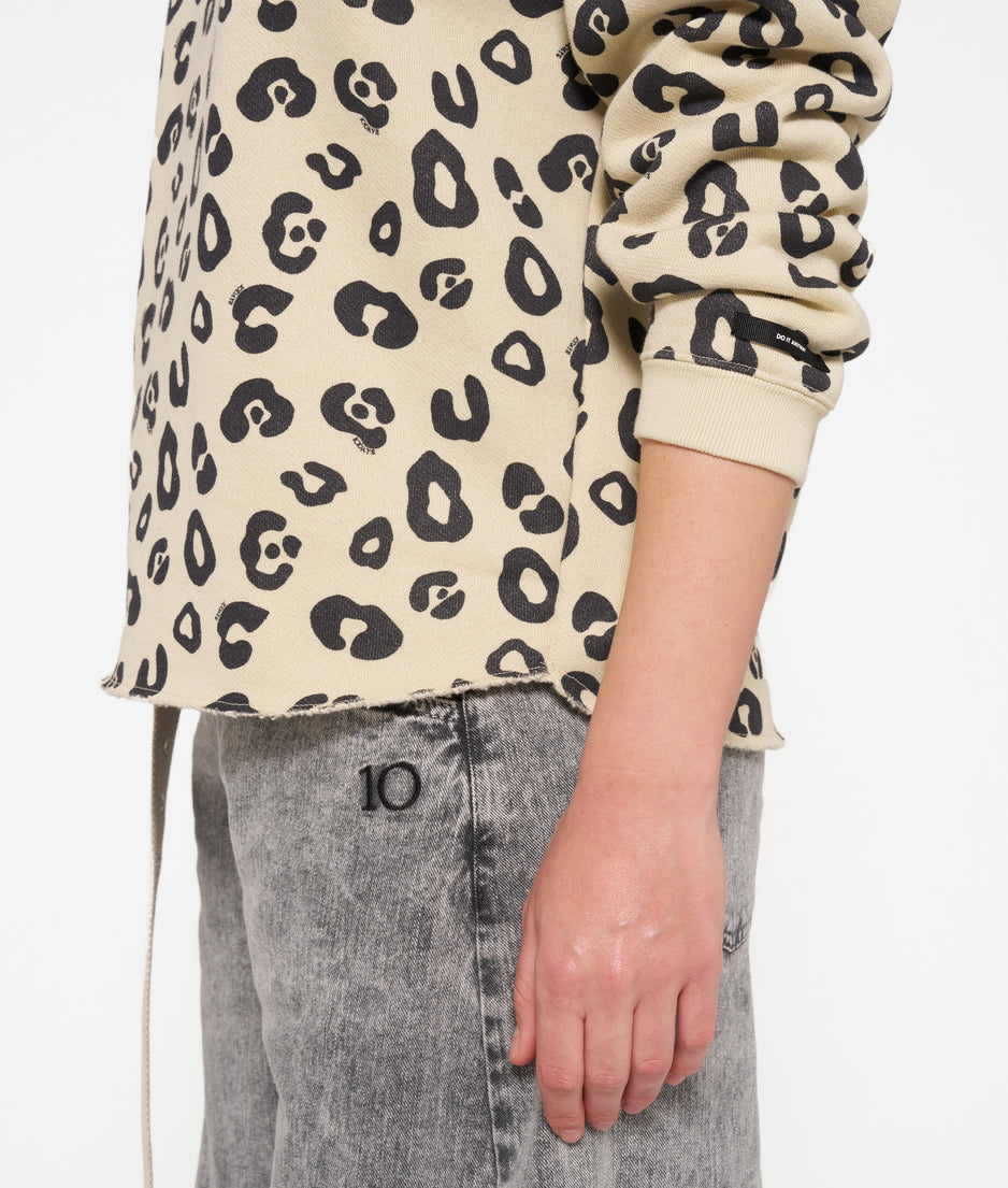 raw edge sweater leopard | oyster