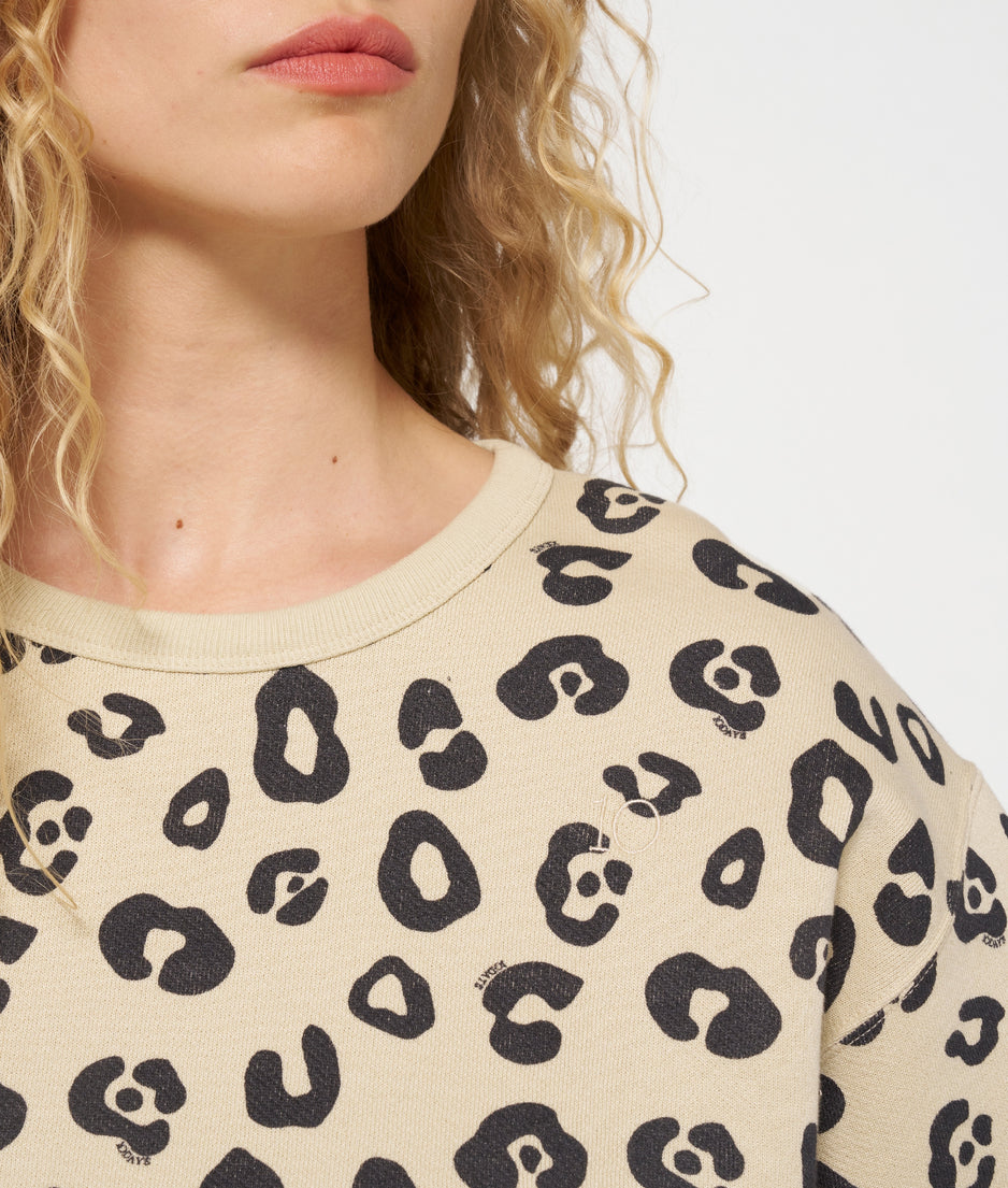 raw edge sweater leopard | oyster