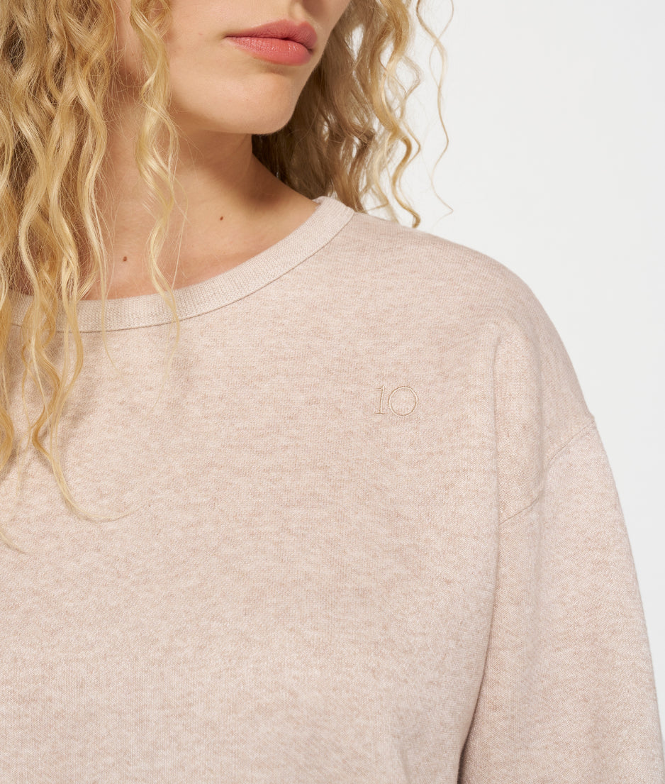 raw edge sweater | light latte melee