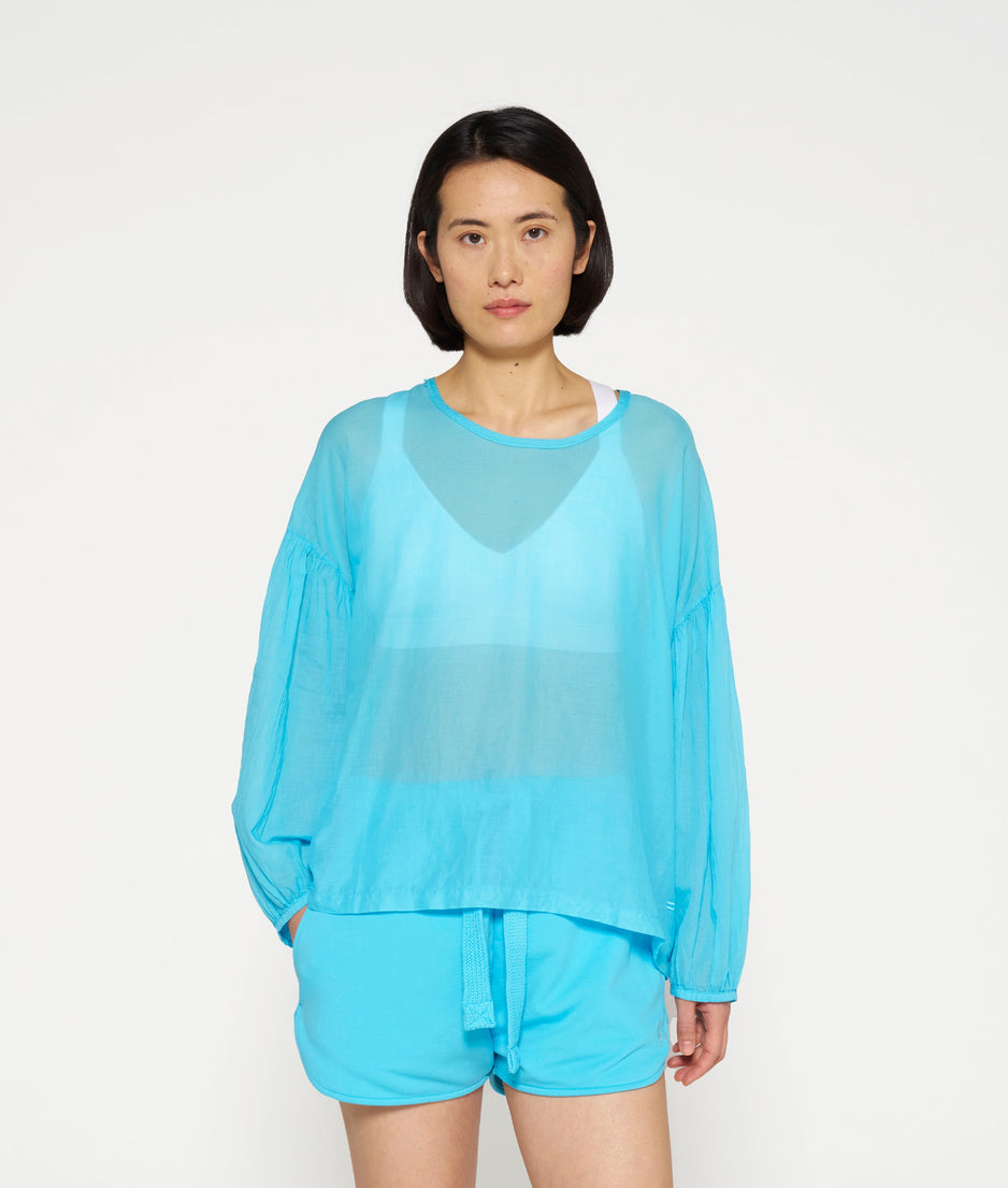 balloon sleeve blouse | laguna blue