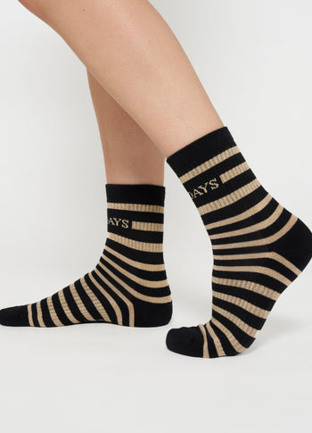 short socks stripe | black/light latte