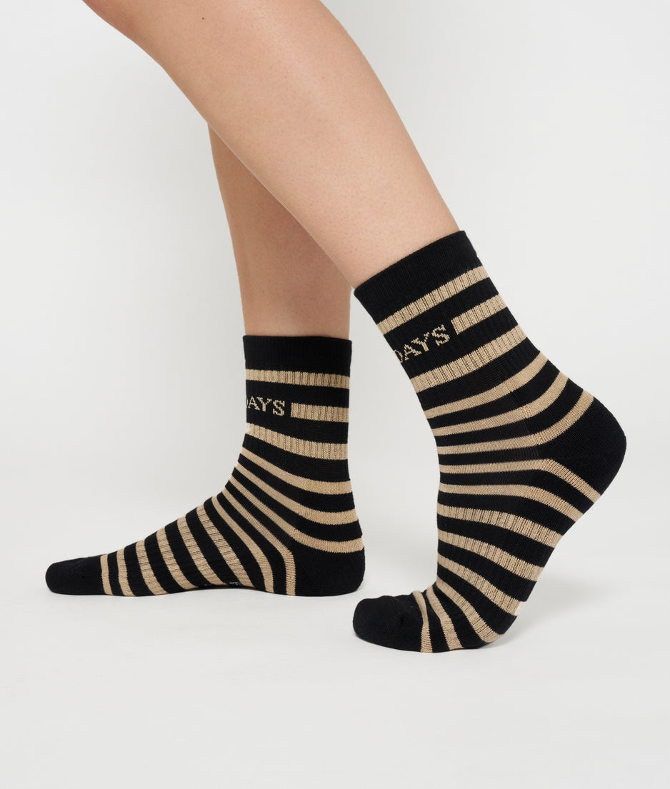 short socks stripe | black/light latte