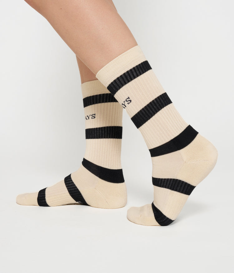 socks bold stripe | light natural/black