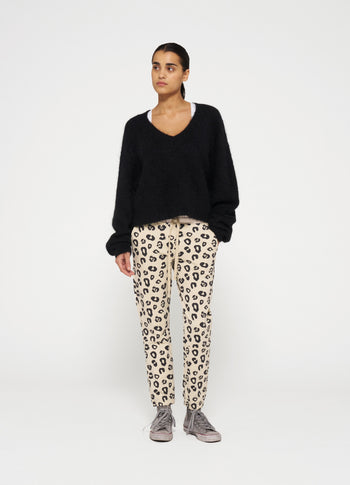 cropped jogger leopard | oyster