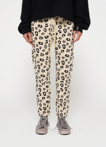 cropped jogger leopard | oyster