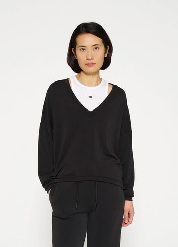 v-neck sweater scuba | black