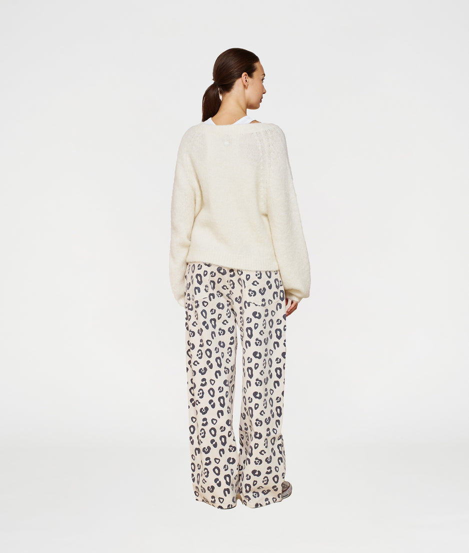 wide twill pants leopard | light natural