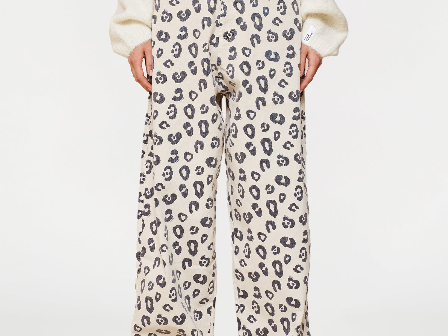 wide twill pants leopard | light natural