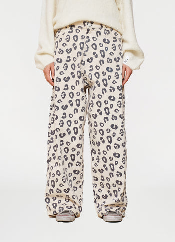 wide twill pants leopard | light natural