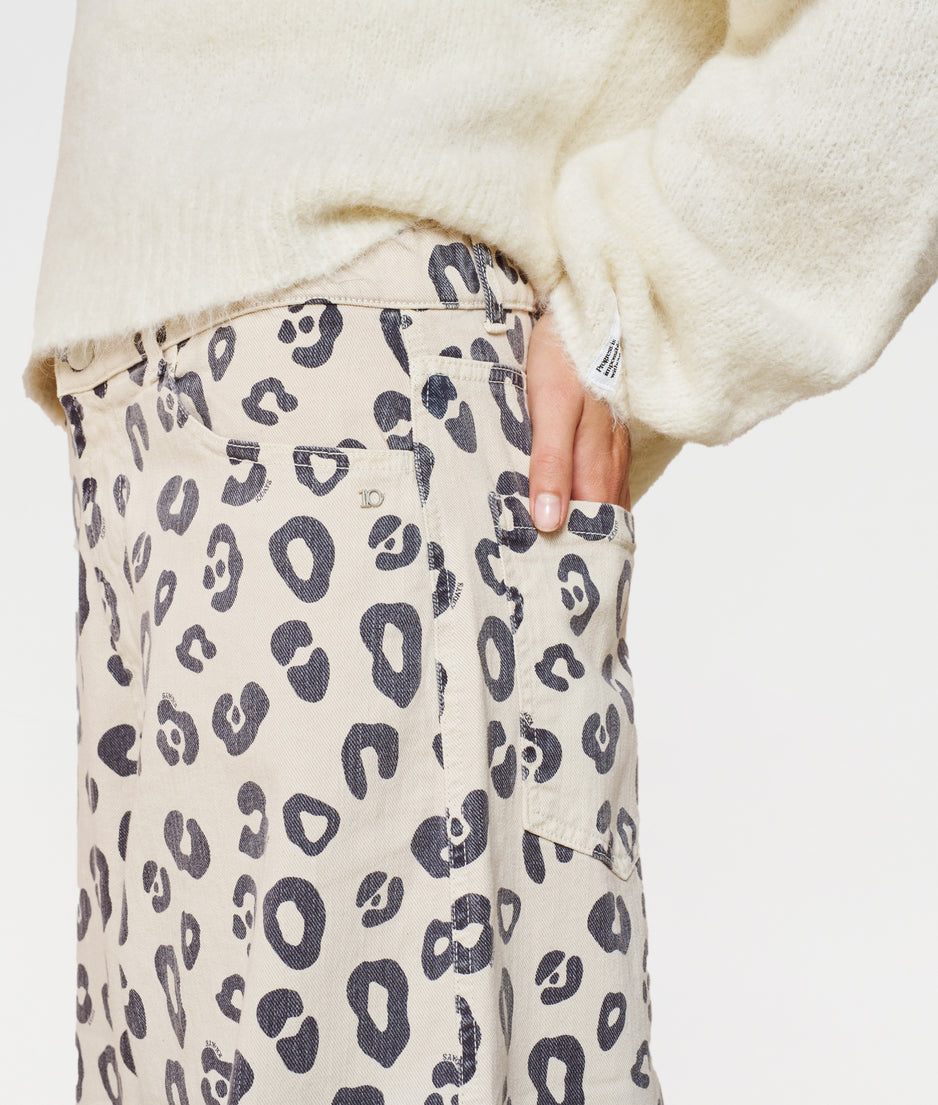 wide twill pants leopard | light natural