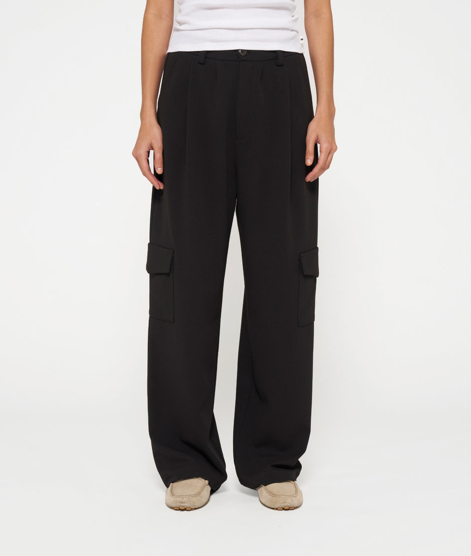 cargo pants crepe | black