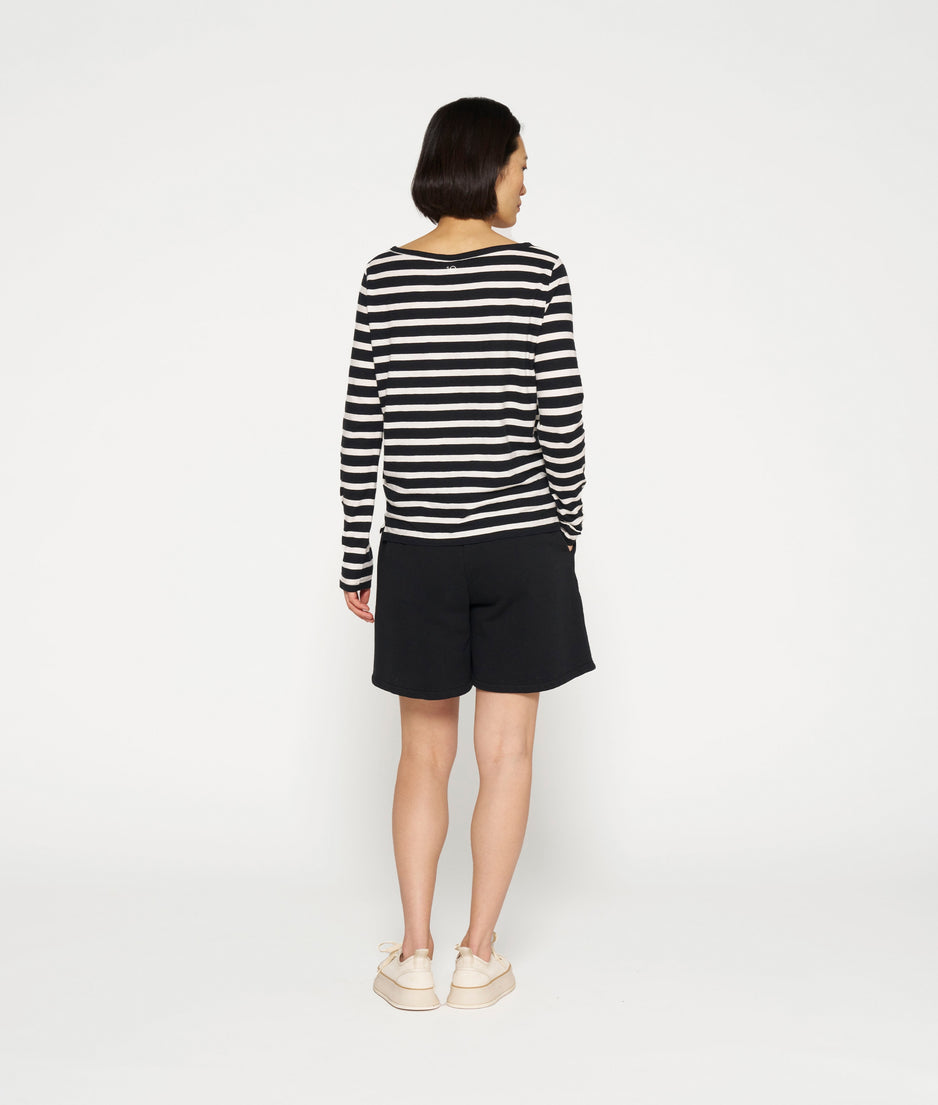 long sleeve tee stripes | black/light natural