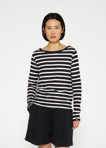 long sleeve tee stripes | black/light natural