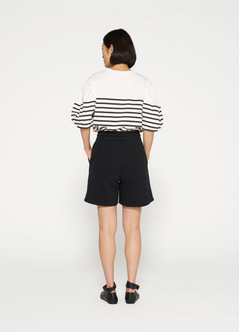 balloon sleeve tee stripes | ecru/black