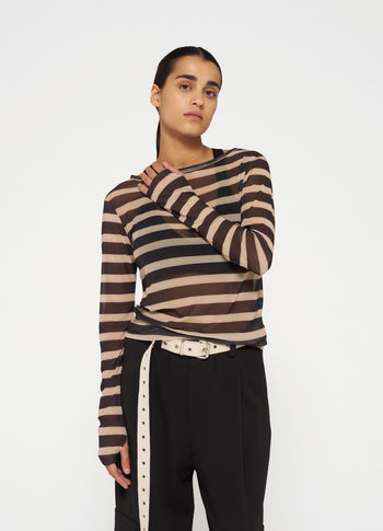 mesh tee stripes | black/light latte