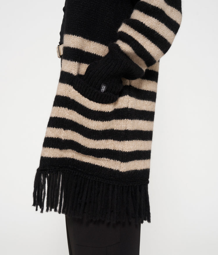 cardigan knit stripes | black/light latte