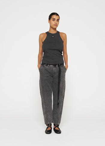 belted pants jog denim | black