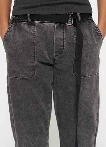 belted pants jog denim | black