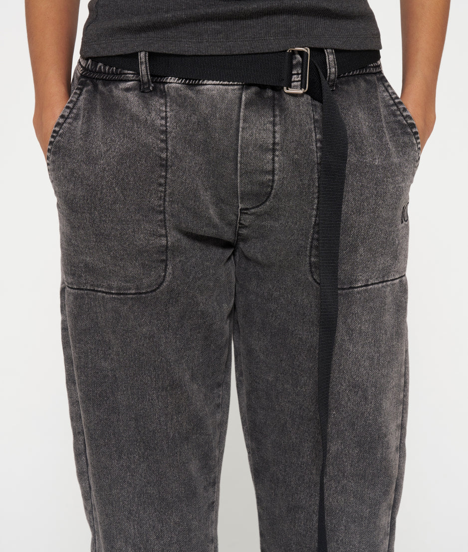 belted pants jog denim | black