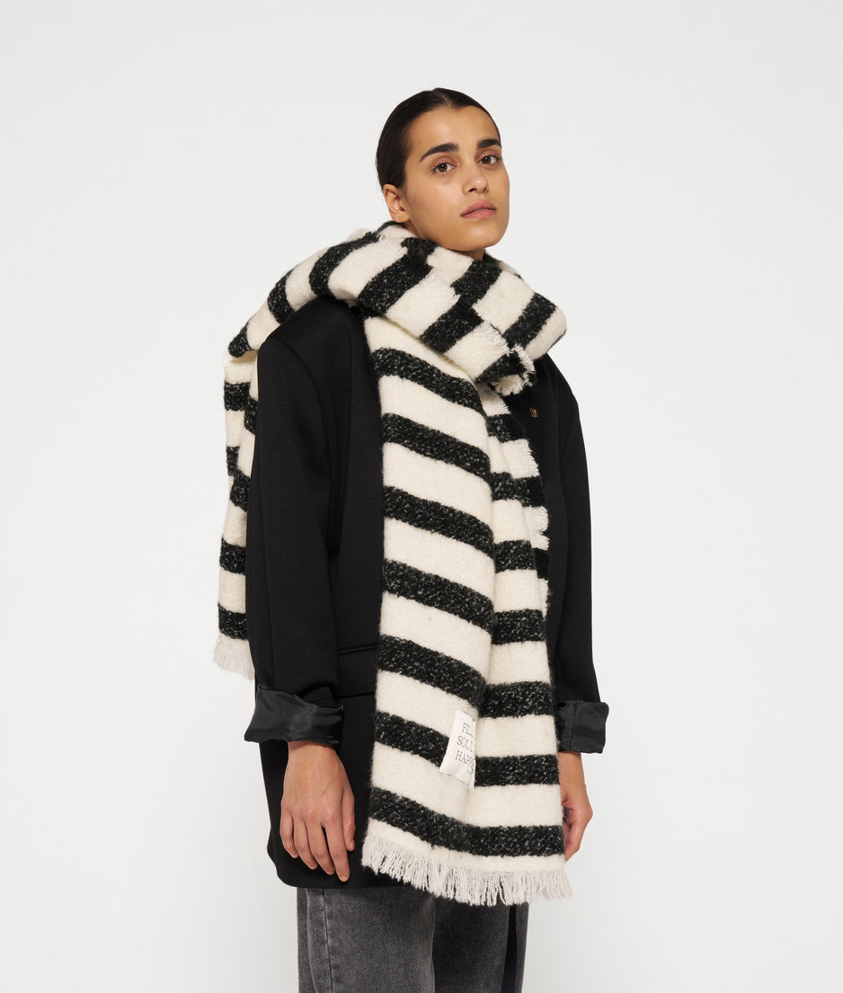 scarf stripes | ecru/black