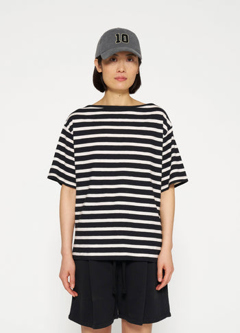 short sleeve tee stripes | black/light natural