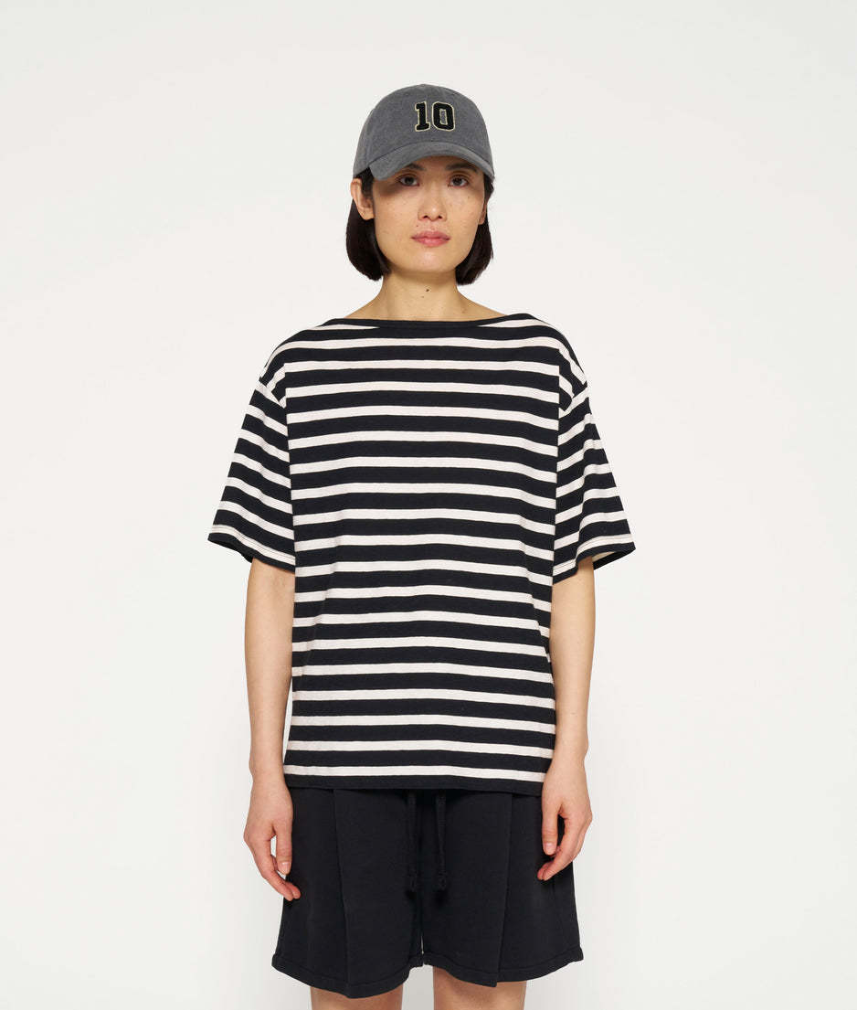 short sleeve tee stripes | black/light natural