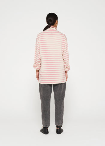 longsleeve coll tee stripes | light natural/dusty pink