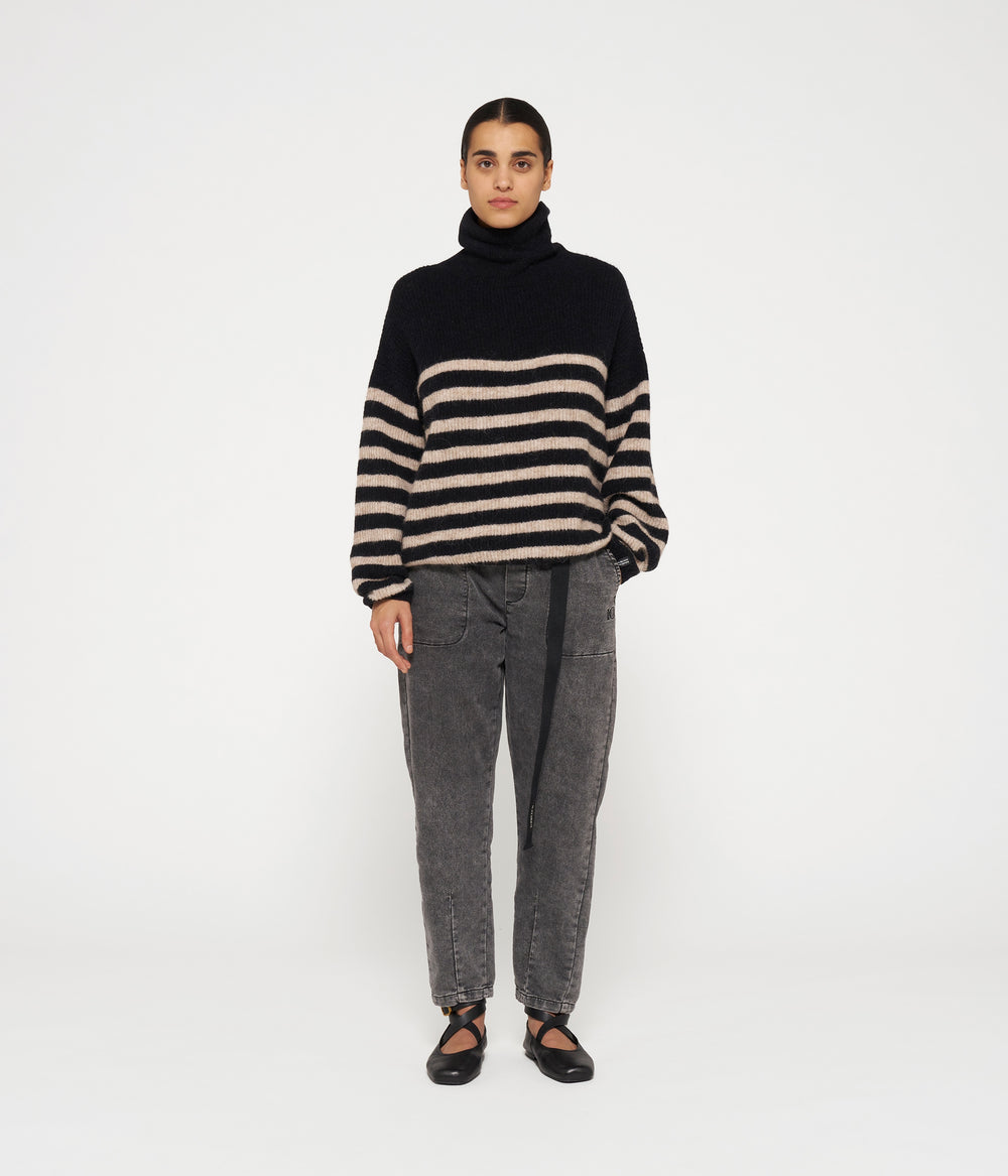 coll sweater knit stripes | black/light latte