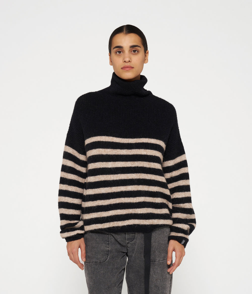 coll sweater knit stripes | black/light latte