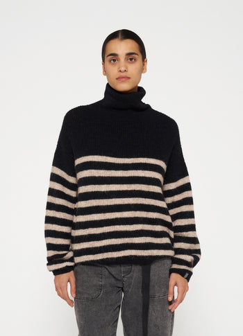 coll sweater knit stripes | black/light latte